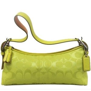 COACH Signature Jacquard Baguette in Lime Green